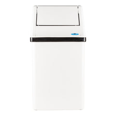 Advantage Free Standing Swing Top Garbage Bin, 12 gal, Steel, White