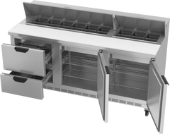 Beverage-Air SPED72HC-18-2 Two Drawer Two Door Sandwich Prep Table, 72"