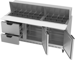 Beverage-Air SPED72HC-30M-2 Two Drawer Two Door Mega Top Sandwich Prep Table, 72"