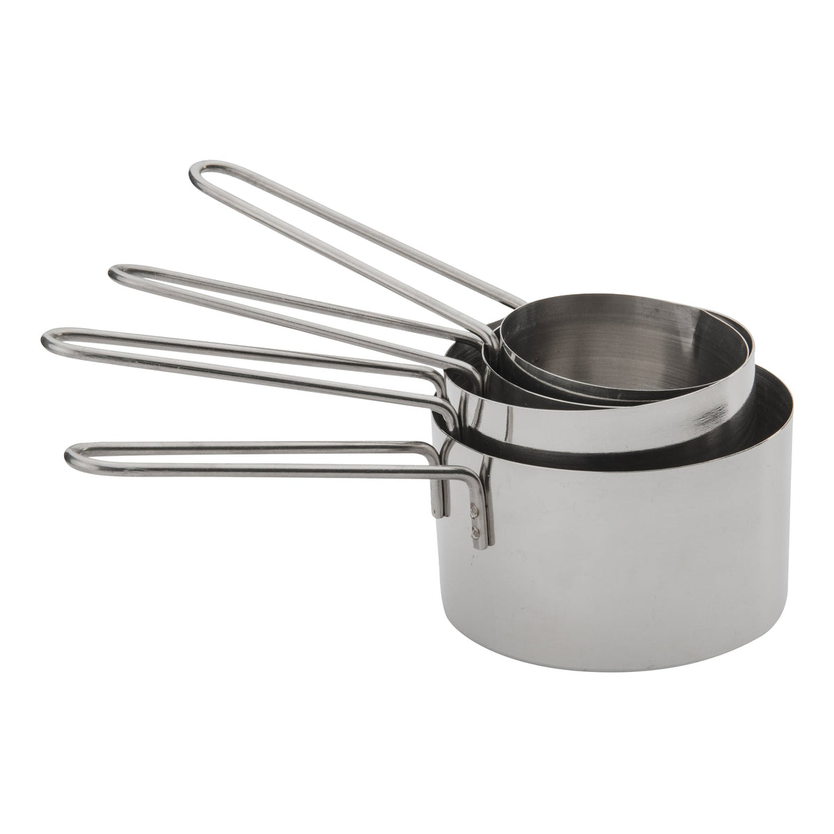 Browne 4 Piece Measuring Cup Set, Loop Handle, Stainless Steel
