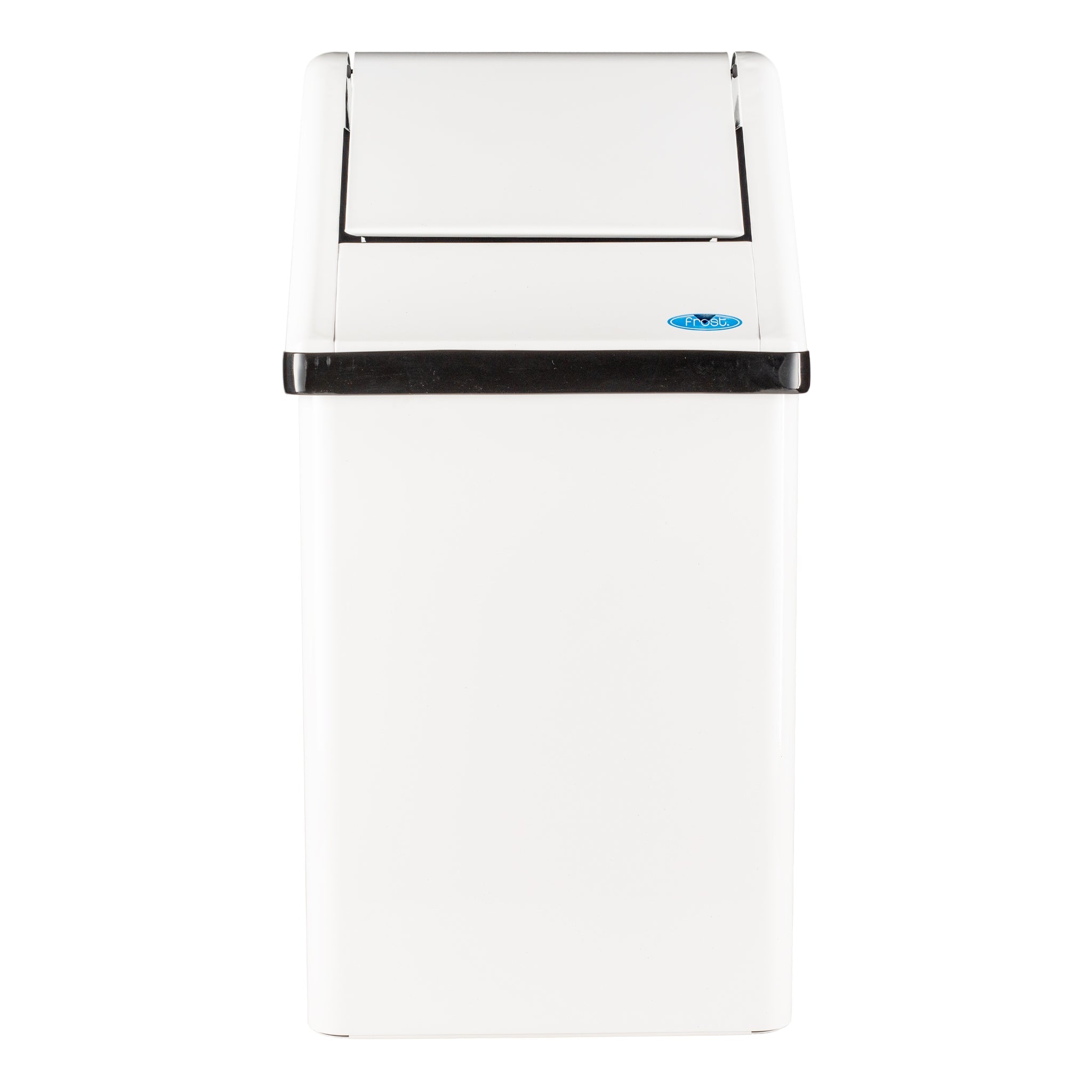 Advantage Free Standing Swing Top Garbage Bin, 12 gal, Steel, White