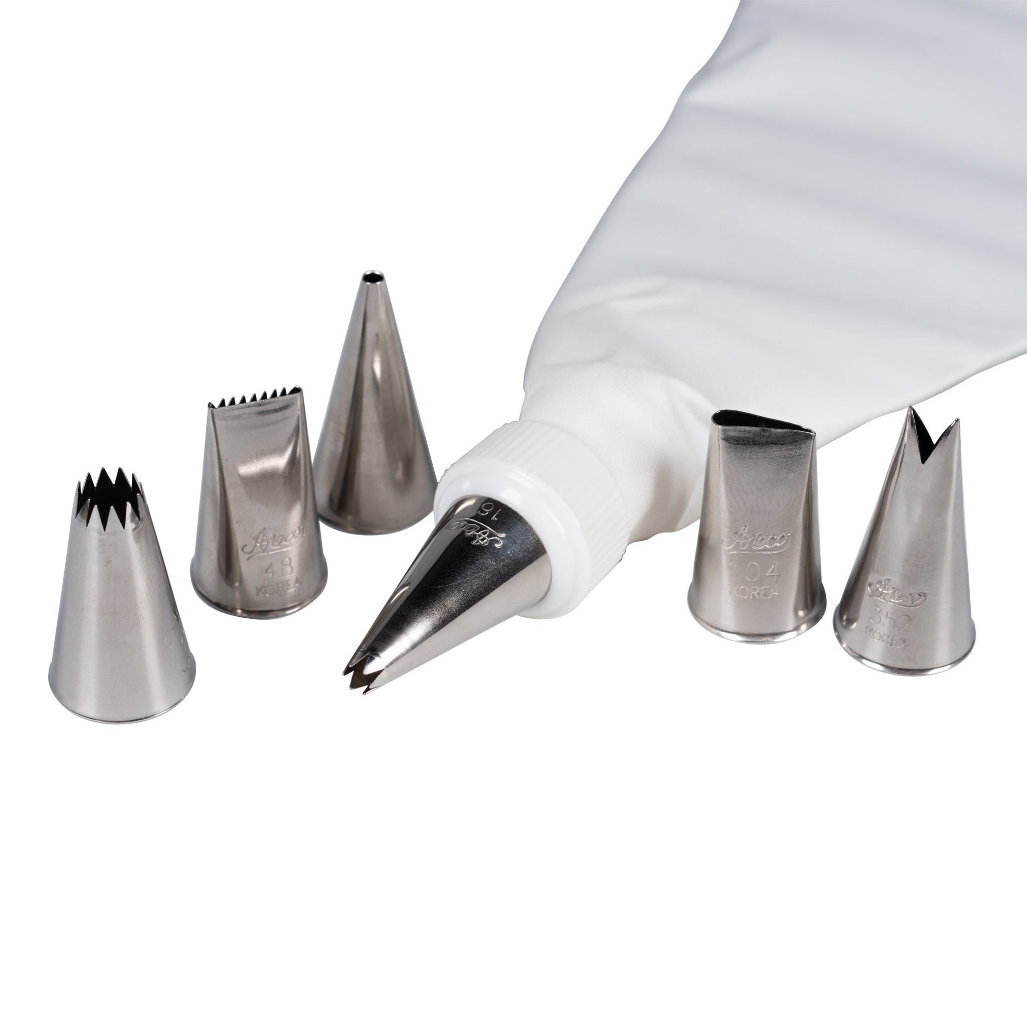 Ateco 8 Piece Piping Tip and Decorating Set with 10" Flex Bag