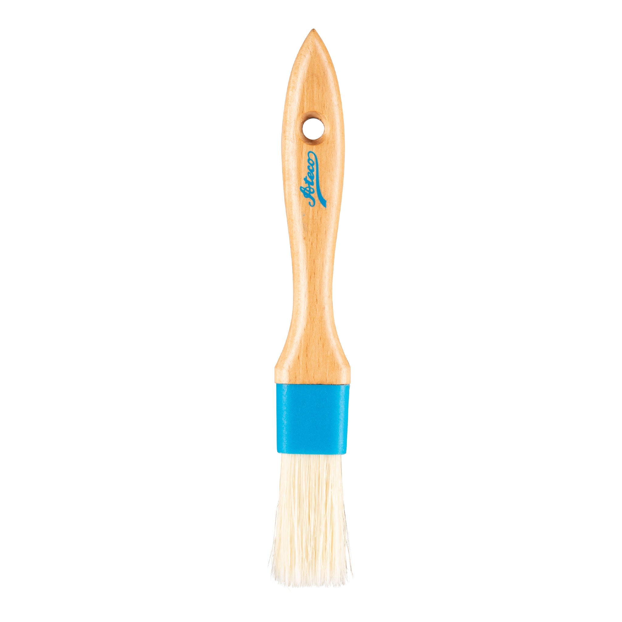 Ateco Flat Pastry Brush, White Natural Boar Bristles, Wood Handle