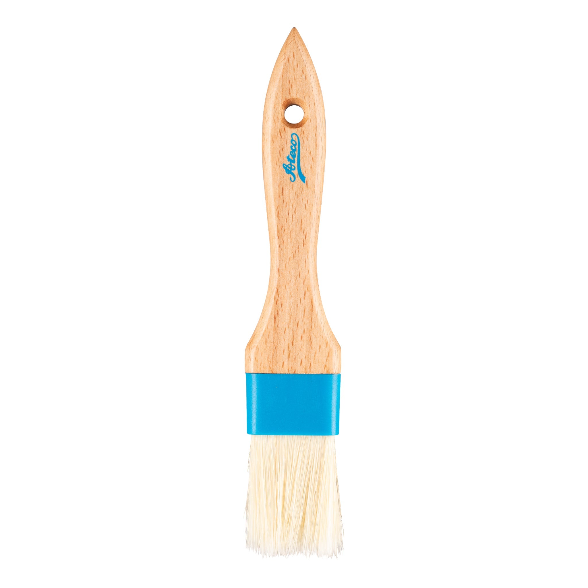 Ateco Flat Pastry Brush, White Natural Boar Bristles, Wood Handle