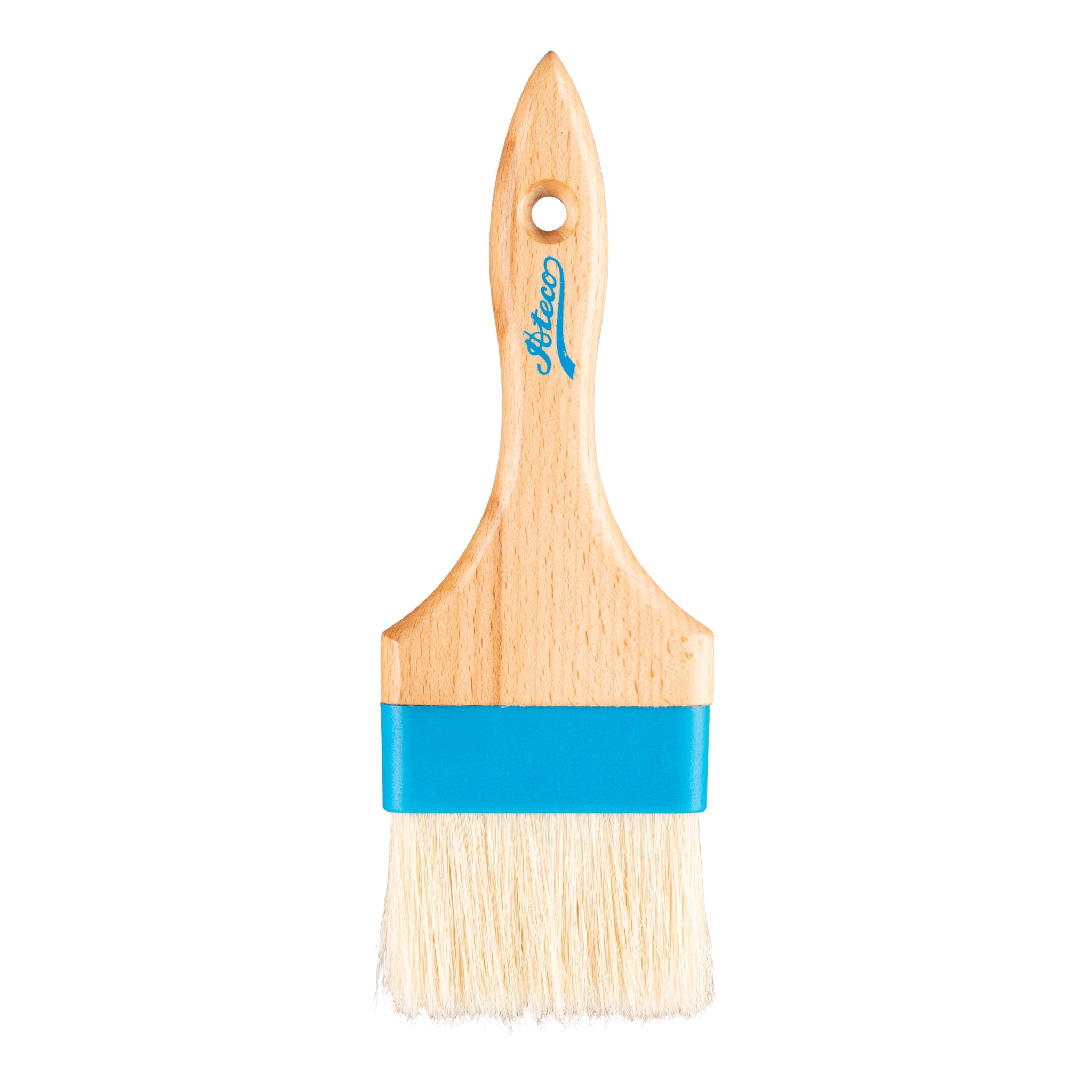 Ateco Flat Pastry Brush, White Natural Boar Bristles, Wood Handle