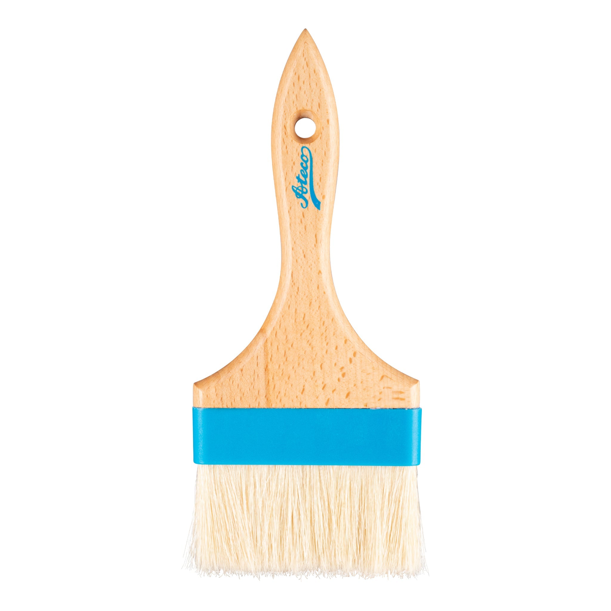 Ateco Flat Pastry Brush, White Natural Boar Bristles, Wood Handle