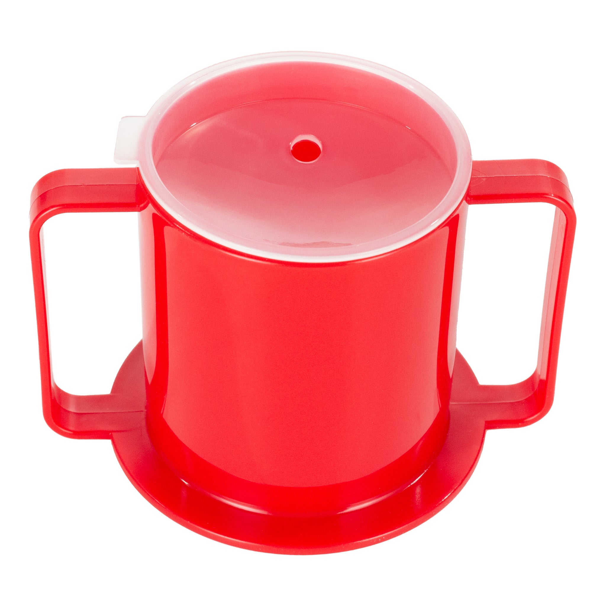 BIOS Two-Handled Mug with 2 Lids, 8 oz, Red