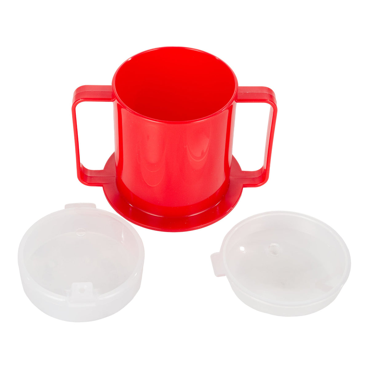BIOS Two-Handled Mug with 2 Lids, 8 oz, Red