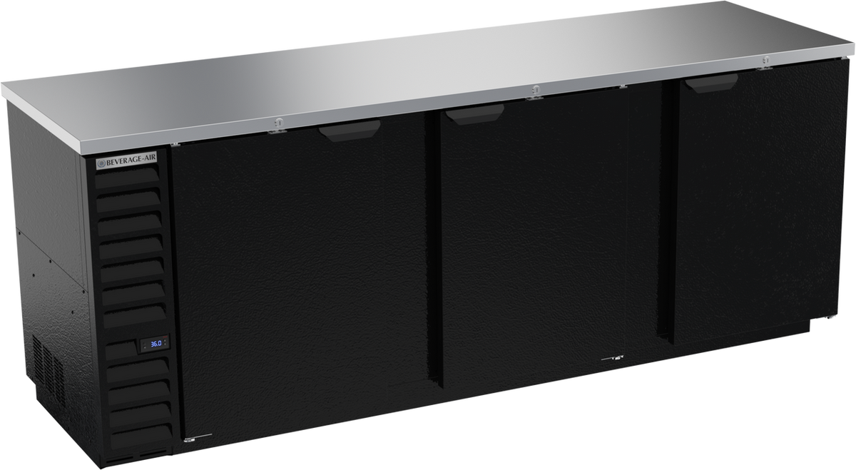 Beverage-Air BB94HC-1-B Back Bar Triple Solid Door Refrigerator, 94", Black, 115V, FINAL SALE