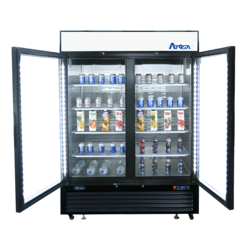 Atosa MCF8721ES Double Glass Door Merchandiser Freezer, 55", 115/60/1, Black