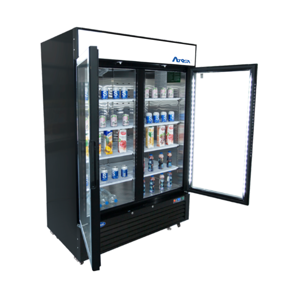 Atosa MCF8721ES Double Glass Door Merchandiser Freezer, 55", 115/60/1, Black