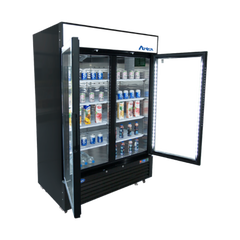 Atosa MCF8721ES Double Glass Door Merchandiser Freezer, 55", 115/60/1, Black