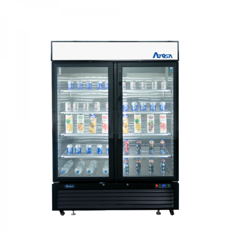 Atosa MCF8721ES Double Glass Door Merchandiser Freezer, 55", 115/60/1, Black