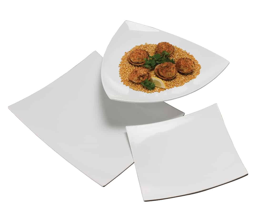 American Metalcraft Concave Melamine Platter, 17" Triangle, White