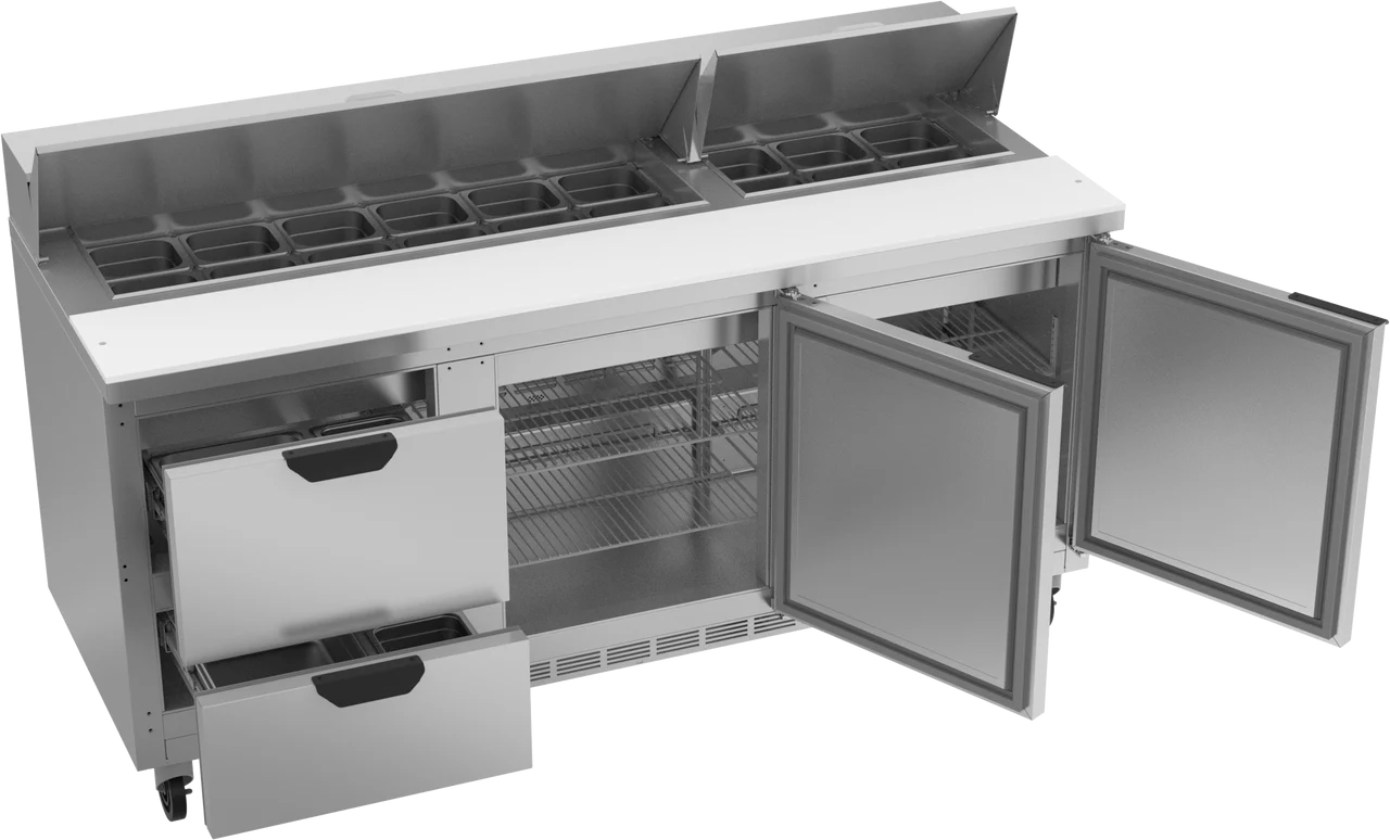 Beverage-Air SPED72HC-18-2 Two Drawer Two Door Sandwich Prep Table, 72"