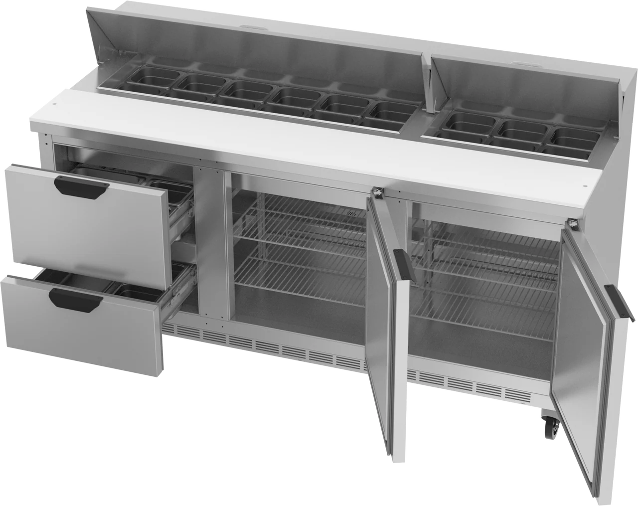 Beverage-Air SPED72HC-18-2 Two Drawer Two Door Sandwich Prep Table, 72"