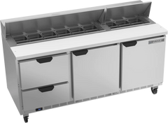 Beverage-Air SPED72HC-18-2 Two Drawer Two Door Sandwich Prep Table, 72"