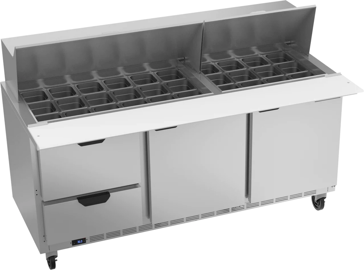 Beverage-Air SPED72HC-30M-2 Two Drawer Two Door Mega Top Sandwich Prep Table, 72"
